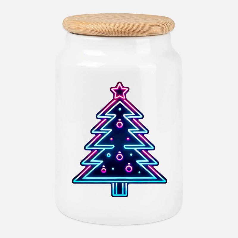 Neon Christmas - Keksdose mit Holzdeckel - Weiß