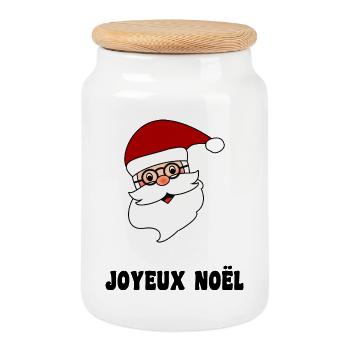 PÈRE NOËL. NOËL. JOYEUX NOËL. MERRY CHRISTMAS - Boîte à biscuits avec couvercle en bois - blanc - Devant