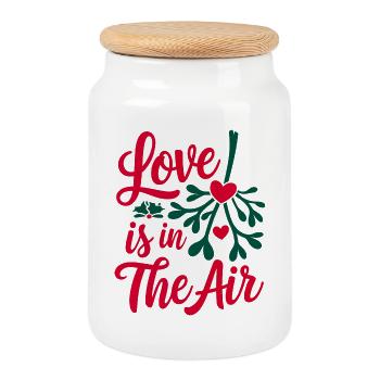 Love is in the Air - Mistelzweig - Keksdose mit Holzdeckel - Weiß - Vorne