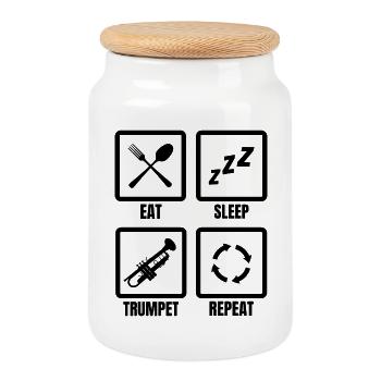 Trompeter Routine - Keksdose mit Holzdeckel - Weiß - Vorne