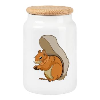 Écureuil - Boîte à biscuits avec couvercle en bois - blanc - Devant