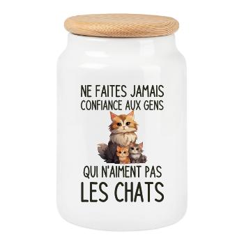 Propriétaire de chats - Boîte à biscuits avec couvercle en bois - blanc - Devant