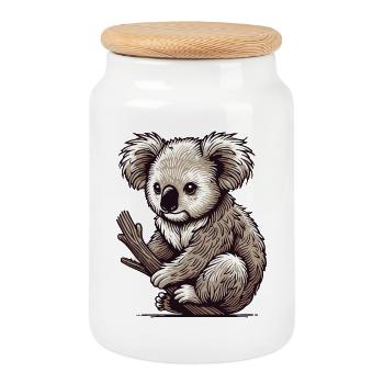 Koala - Cookie Jar with Wooden Lid - white - Front