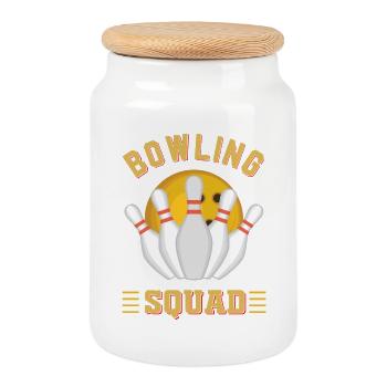 Bowling-Mannschaft - Keksdose mit Holzdeckel - Weiß - Vorne