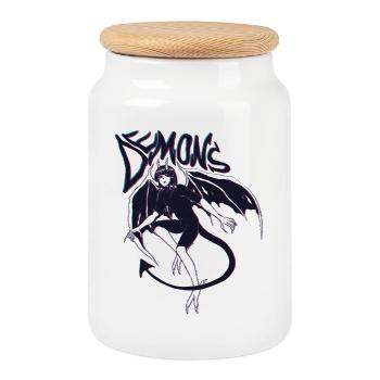Demon Vibes – Sombre et mystique - Boîte à biscuits avec couvercle en bois - blanc - Devant
