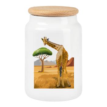La girafe a l’air amicale - Boîte à biscuits avec couvercle en bois - blanc - Devant