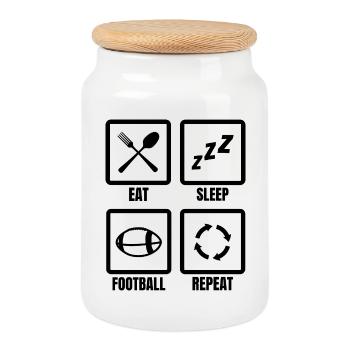 Routine de football américain - Boîte à biscuits avec couvercle en bois - blanc - Devant