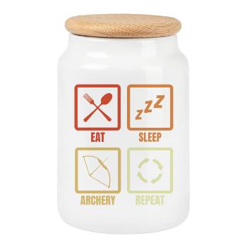 Eat Sleep Archery Repeat - Cookie Jar with Wooden Lid - white - Front