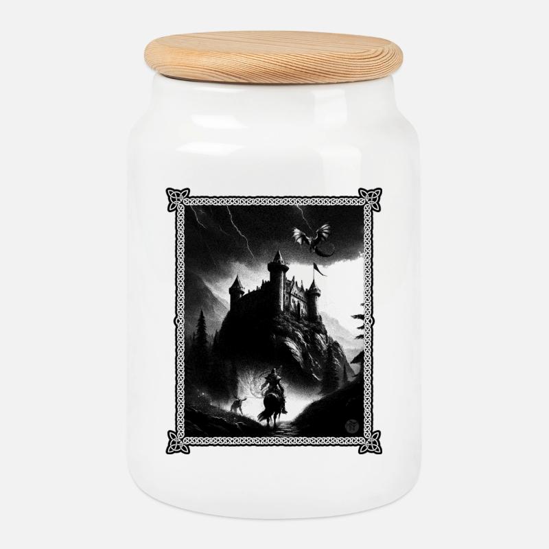 Sword and Sourcery - Cookie Jar with Wooden Lid - white