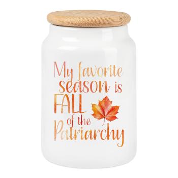 My favorite season is Fall of the patriarchy - Cookie Jar with Wooden Lid - white - Front