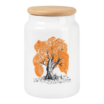 MJR - Oranger - Boîte à biscuits avec couvercle en bois - blanc - Devant
