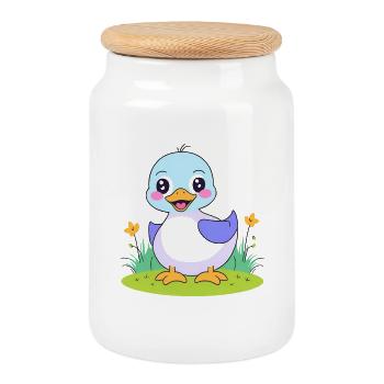 Bébé Canard Canard Enfants Mignon 1 - Boîte à biscuits avec couvercle en bois - blanc - Devant