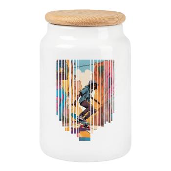 girl girlie wild punk freestyle love peace style - Cookie Jar with Wooden Lid - white - Front