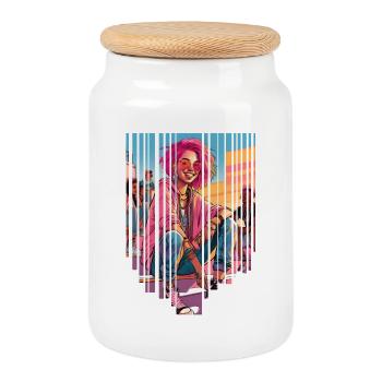 girl girlie wild punk freestyle love peace style - Cookie Jar with Wooden Lid - white - Front