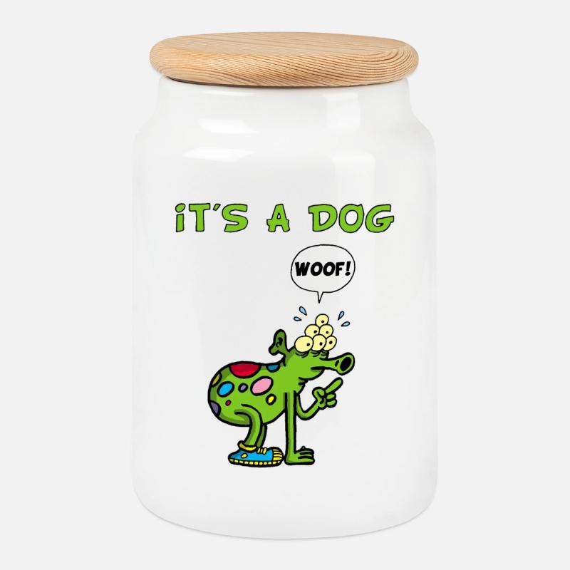 Det er en hund - Kjeksboks med trelokk - hvit