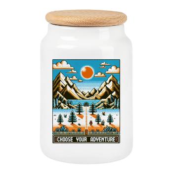 Retro Gaming Adventure - Cookie Jar with Wooden Lid - white - Front