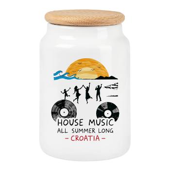 Croatia House Music - Cookie Jar with Wooden Lid - white - Front