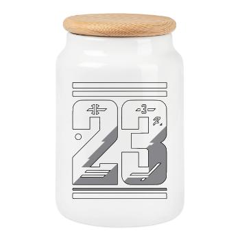 Stylish Number 23 Graphic - Cookie Jar with Wooden Lid - white - Front
