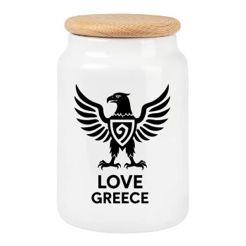 Love Greece 03 - Cookie Jar with Wooden Lid - white - Front