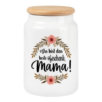 You are the best gift mom ! - Cookie Jar with Wooden Lid - white - Front
