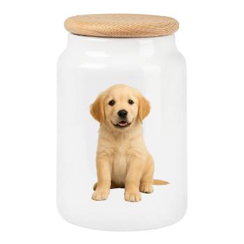 Golden Retriever Welpe - Keksdose mit Holzdeckel - Weiß - Vorne