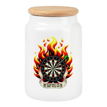 Darts Shirt My dart will go on - Cookie Jar with Wooden Lid - white - Front