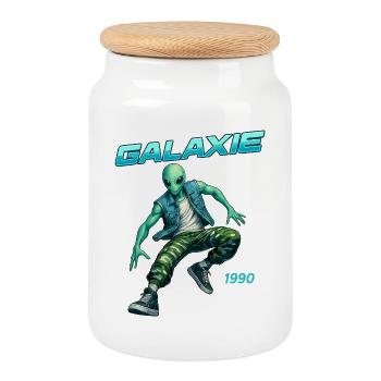 Galaxy 1990 Alien Retro Look - Cookie Jar with Wooden Lid - white - Front