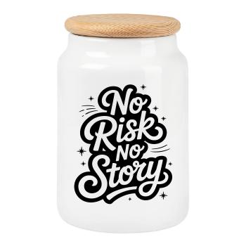 No Risk No Story - Keksdose mit Holzdeckel - Weiß - Vorne
