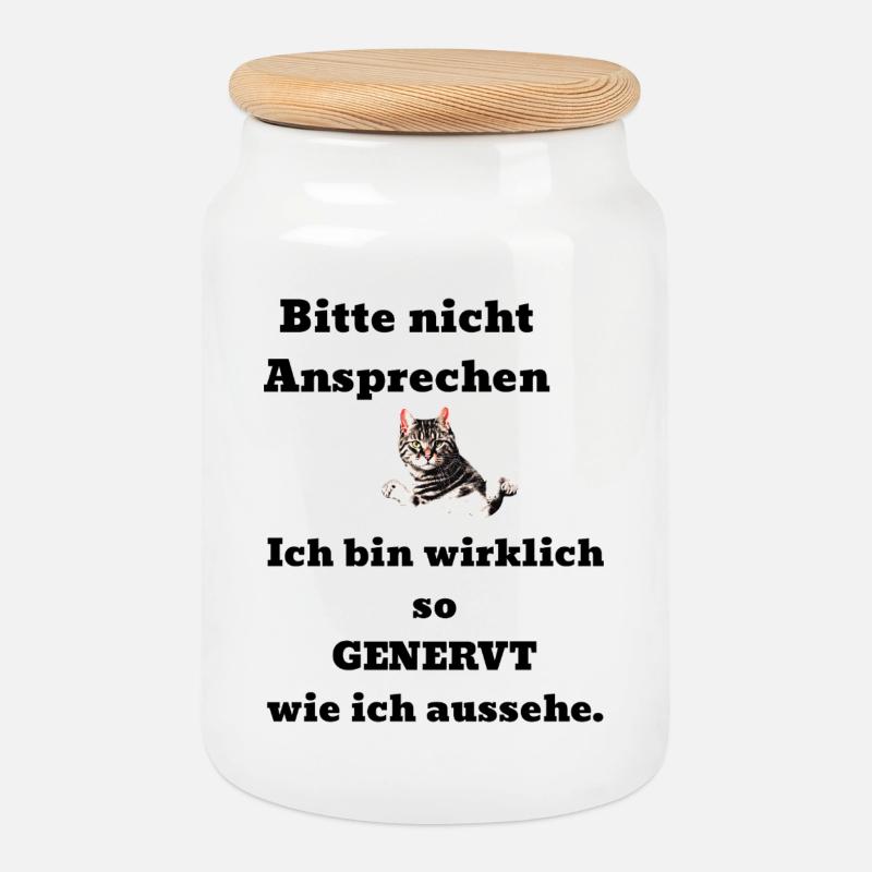 Spruch Kater genervt - Keksdose mit Holzdeckel - Weiß