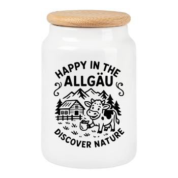 HappyAllgaeu - Boîte à biscuits avec couvercle en bois - blanc - Devant