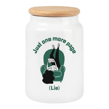 Just One More (Lie) - Cookie Jar with Wooden Lid - white - Front