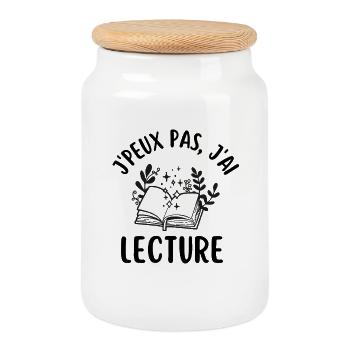 I can't I read it - Cookie Jar with Wooden Lid - white - Front