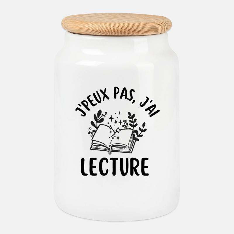 I can't I read it - Cookie Jar with Wooden Lid - white