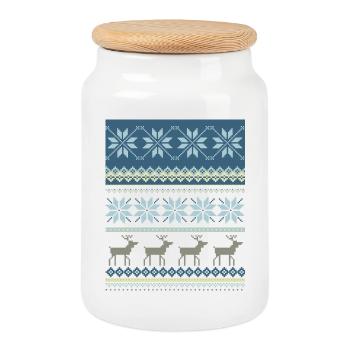 Scène hivernale étincelante - Boîte à biscuits avec couvercle en bois - blanc - Devant