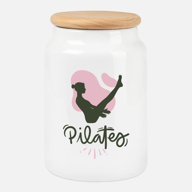 Pilates - Keksdose mit Holzdeckel - Weiß