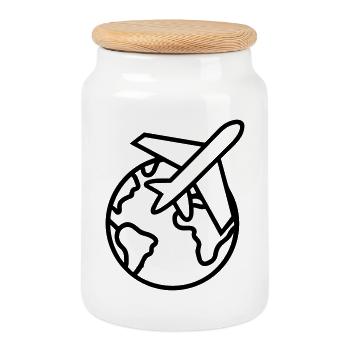 World Travel Icon - Cookie Jar with Wooden Lid - white - Front
