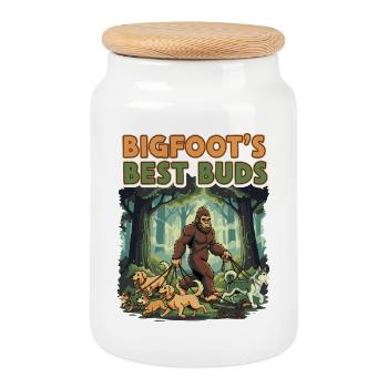 Bigfoot's Best Buds Wald Hundespaziergang - Keksdose mit Holzdeckel - Weiß - Vorne