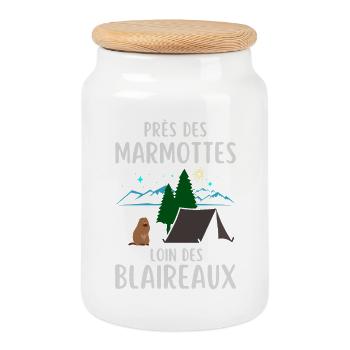Groundhog camping humor quote - Cookie Jar with Wooden Lid - white - Front