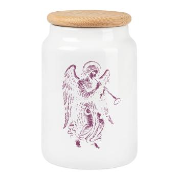 Musique électronique avec un design Heavenly Angel - Boîte à biscuits avec couvercle en bois - blanc - Devant