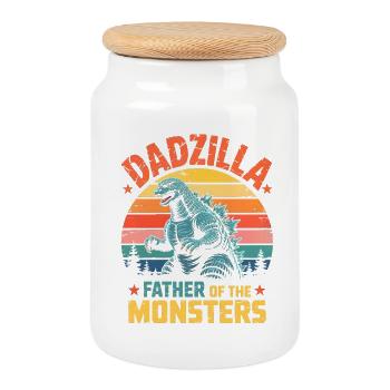 Dadzilla Père Des Monstres Rétro - Boîte à biscuits avec couvercle en bois - blanc - Devant