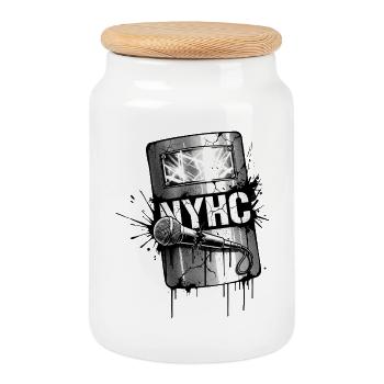 NYHC Graffiti Kunst Design - Keksdose mit Holzdeckel - Weiß - Vorne