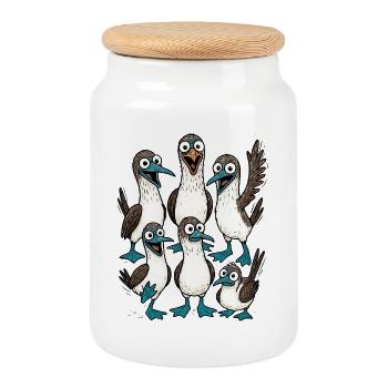 Lustige Seevogel Cartoon Illustration - Keksdose mit Holzdeckel - Weiß - Vorne
