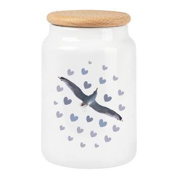 Elegante Möwenflug Illustration Möwe Herzen - Keksdose mit Holzdeckel - Weiß - Vorne
