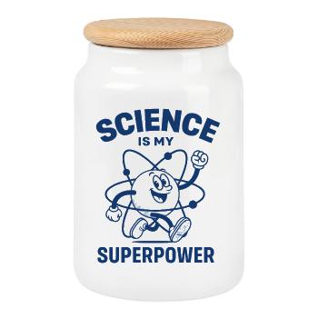 Scientific Superhero Motivated Design - Cookie Jar with Wooden Lid - white - Front
