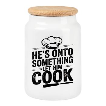 Citation de cuisinier maison, chef - Boîte à biscuits avec couvercle en bois - blanc - Devant