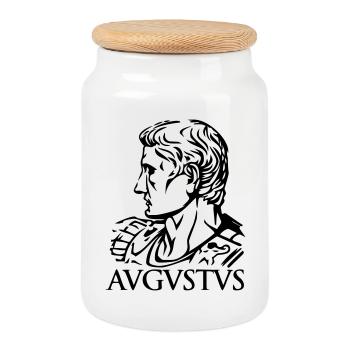 Auguste empereur romain « AVGVSTVS » Histoire Hommage - Boîte à biscuits avec couvercle en bois - blanc - Devant