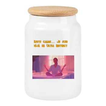 Stay calm..... I'm already in Ultra Instinct - Cookie Jar with Wooden Lid - white - Front