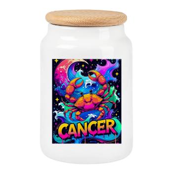 Cancer - Boîte à biscuits avec couvercle en bois - blanc - Devant