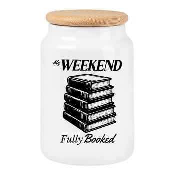 Mon week-end complet - Boîte à biscuits avec couvercle en bois - blanc - Devant
