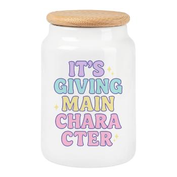Main Character Vibes - Cookie Jar with Wooden Lid - white - Front